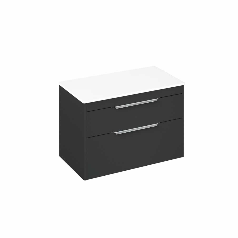 Shoreditch 85cm double drawer Matt Grey with White Worktop